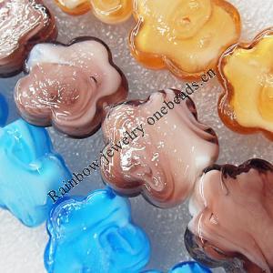 Lampwork Beads, Mix Color Flower 25mm Hole:About 1.5mm, Sold by Group