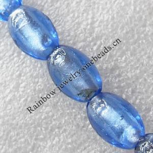 Silver Foil Lampwork Beads, Oval 11x16mm Hole: About 1.5mm, Sold by PC