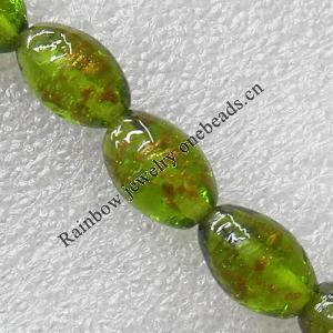 Gold Sand Lampwork Beads, Oval 11x16mm Hole: About 1.5mm, Sold by PC