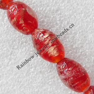 Gold Sand Lampwork Beads, Oval 11x16mm Hole: About 1.5mm, Sold by PC