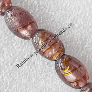 Silver Foil Lampwork Beads, Oval 11x16mm Hole: About 1.5mm, Sold by PC