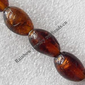 Gold Sand Lampwork Beads, Oval 11x16mm Hole: About 1.5mm, Sold by PC