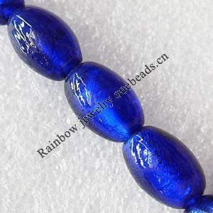 Silver Foil Lampwork Beads, Oval 11x16mm Hole: About 1.5mm, Sold by PC