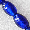 Silver Foil Lampwork Beads, Oval 11x16mm Hole: About 1.5mm, Sold by PC