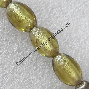 Silver Foil Lampwork Beads, Oval 11x16mm Hole: About 1.5mm, Sold by PC