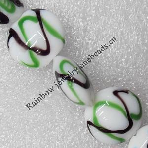 Lampwork Beads, Flat Round 20mm Hole:About 1.5mm, Sold by PC 