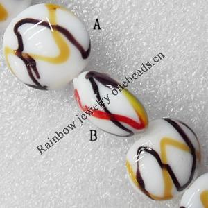 Lampwork Beads, Flat Round 20mm Hole:About 1.5mm, Sold by PC 