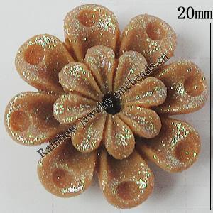 Resin Cabochons, With Hole Headwear & Costume Accessory, Flower, About 20mm in diameter, Sold by Bag