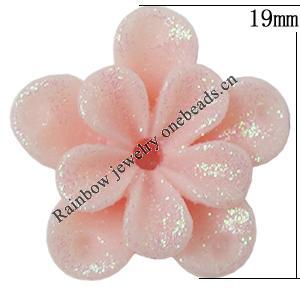 Resin Cabochons, With Hole Headwear & Costume Accessory, Flower, About 19mm in diameter, Sold by Bag