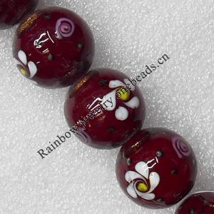 Lampwork Beads, Round Hole:About 1.5mm, Sold by PC 