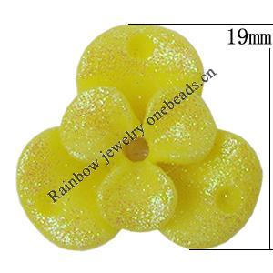 Resin Cabochons, With Hole Headwear & Costume Accessory, Flower, About 19mm in diameter, Sold by Bag