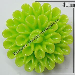 Resin Cabochons, No Hole Headwear & Costume Accessory, Flower, About 41mm in diameter, Sold by Bag