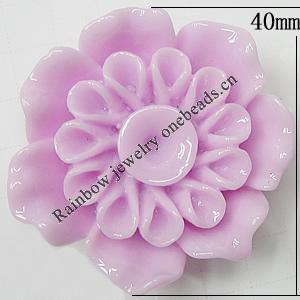 Resin Cabochons, No Hole Headwear & Costume Accessory, Flower, About 40mm in diameter, Sold by Bag