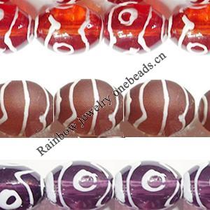 Glass Tibetan Dzi Beads, 12x16mm, Sold per Inch Strand