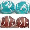 Glass Tibetan Dzi Beads, 12x16mm, Sold per Inch Strand