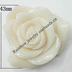 Resin Cabochons, No Hole Headwear & Costume Accessory, Flower, About 43mm in diameter, Sold by Bag