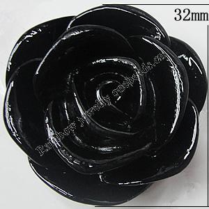 Resin Cabochons, No Hole Headwear & Costume Accessory, Flower, About 32mm in diameter, Sold by Bag