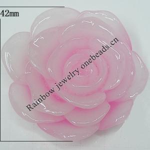 Resin Cabochons, No Hole Headwear & Costume Accessory, Flower, About 42mm in diameter, Sold by Bag