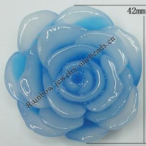 Resin Cabochons, No Hole Headwear & Costume Accessory, Flower, About 42mm in diameter, Sold by Bag