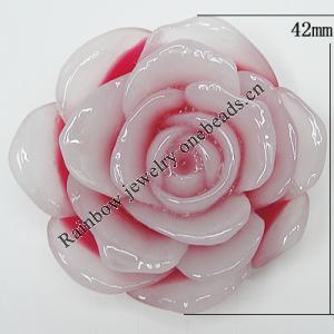 Resin Cabochons, No Hole Headwear & Costume Accessory, Flower, About 42mm in diameter, Sold by Bag