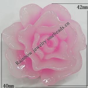 Resin Cabochons, No Hole Headwear & Costume Accessory, Flower, About 42x40mm in diameter, Sold by Bag