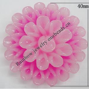 Resin Cabochons, No Hole Headwear & Costume Accessory, Flower, About 40mm in diameter, Sold by Bag