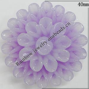 Resin Cabochons, No Hole Headwear & Costume Accessory, Flower, About 40mm in diameter, Sold by Bag