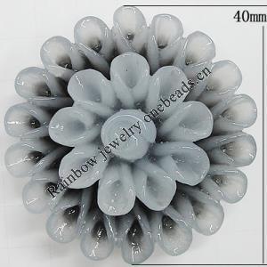 Resin Cabochons, No Hole Headwear & Costume Accessory, Flower, About 40mm in diameter, Sold by Bag