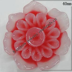 Resin Cabochons, No Hole Headwear & Costume Accessory, Flower, About 40mm in diameter, Sold by Bag