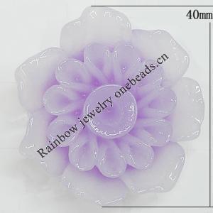 Resin Cabochons, No Hole Headwear & Costume Accessory, Flower, About 40mm in diameter, Sold by Bag