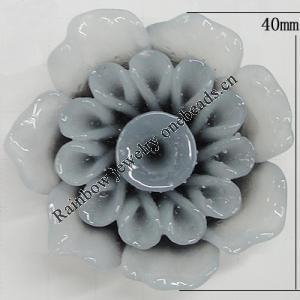 Resin Cabochons, No Hole Headwear & Costume Accessory, Flower, About 40mm in diameter, Sold by Bag