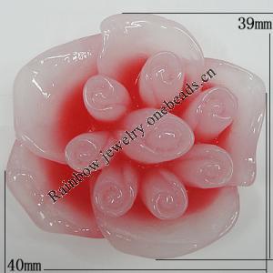 Resin Cabochons, No Hole Headwear & Costume Accessory, Flower, About 40x39mm in diameter, Sold by Bag