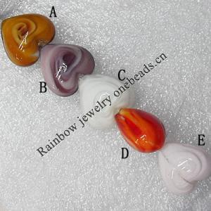 Lampwork Beads, Heart 20mm Hole:About 1.5mm, Sold by PC 