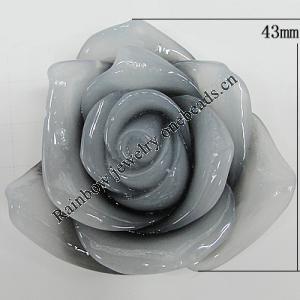 Resin Cabochons, No Hole Headwear & Costume Accessory, Flower, About 43mm in diameter, Sold by Bag