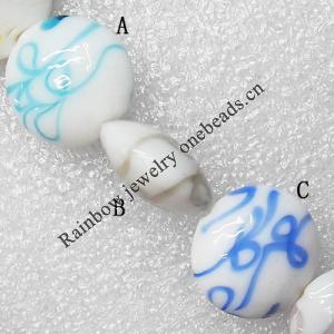 Lampwork Beads, Flat Round 20mm Hole:About 1.5mm, Sold by PC 