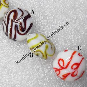 Lampwork Beads, Flat Round 20mm Hole:About 1.5mm, Sold by PC 