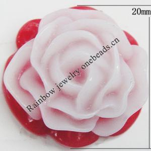 Resin Cabochons, No Hole Headwear & Costume Accessory, Flower, About 20mm in diameter, Sold by Bag