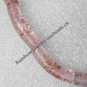 Gold Sand Lampwork Beads, Tube 37x10mm Hole:About 1.5mm, Sold by PC 