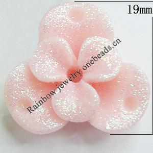 Resin Cabochons, With Hole Headwear & Costume Accessory, Flower, About 19mm in diameter, Sold by Bag