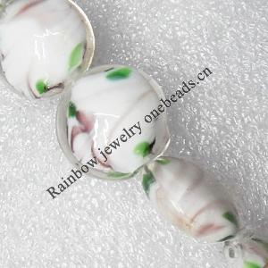 Lampwork Beads, Flat Round 20mm Hole:About 1.5mm, Sold by PC 