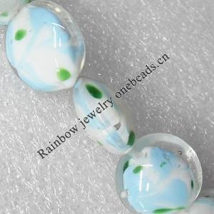 Lampwork Beads, Flat Round 20mm Hole:About 1.5mm, Sold by PC 