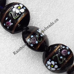 Lampwork Beads, Flat Round 20mm Hole:About 1.5mm, Sold by PC 