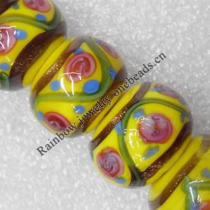 Lampwork Beads, Rondelle 20mm Hole:About 1.5mm, Sold by PC 