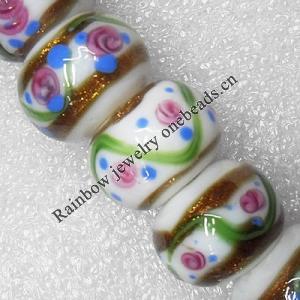 Lampwork Beads, Rondelle 20mm Hole:About 1.5mm, Sold by PC 