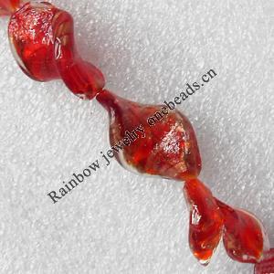 Gold Sand Lampwork Beads, Twist Leaf 18x27mm Hole:About 1.5mm, Sold by PC 