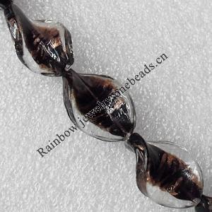 Gold Sand Lampwork Beads, Twist Leaf 18x27mm Hole:About 1.5mm, Sold by PC 