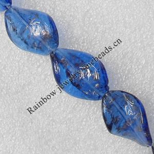 Gold Sand Lampwork Beads, Twist Leaf 18x27mm Hole:About 1.5mm, Sold by PC 