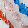 Gold Sand Lampwork Beads, Mix Color Twist Leaf 18x27mm Hole:About 1.5mm, Sold by Group 