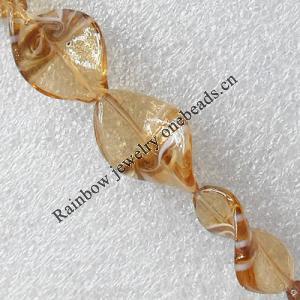 Lampwork Beads, Twist Leaf 18x27mm Hole:About 1.5mm, Sold by PC 