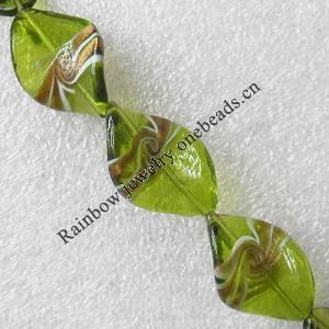 Lampwork Beads, Twist Leaf 18x27mm Hole:About 1.5mm, Sold by PC 